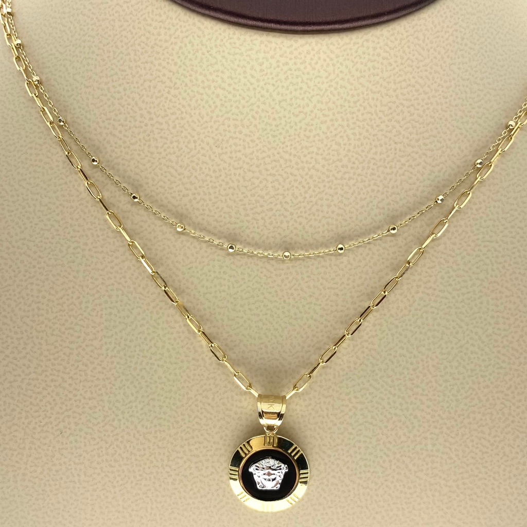 14kt Gold Rope And 10kt Medusa Necklace